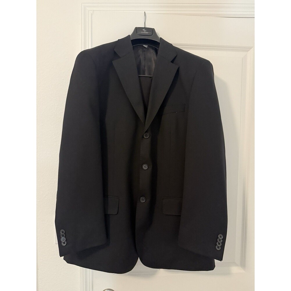 Merino Men's Wool Blazer Jacket Black 40R Approx Tailored Italy Fabric Custom